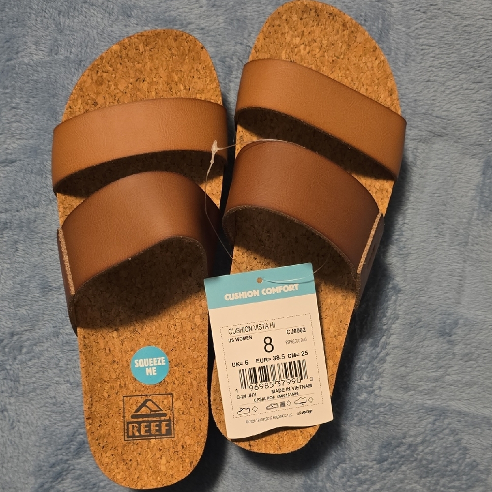 Reef Tan and Brown Slide Sandals